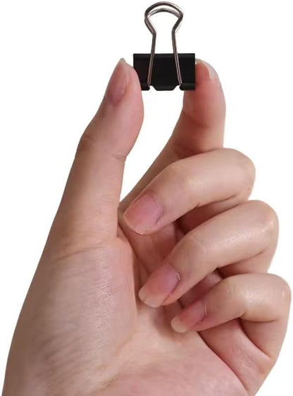 Sturdy Binder Clips, Office Supplies, Small 0.75 in, Document Organizing, School Supplies, Black