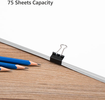 Sturdy Binder Clips, Office Supplies, Small 0.75 in, Document Organizing, School Supplies, Black