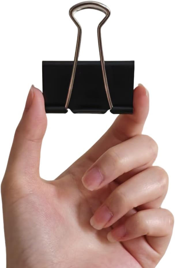 Sturdy Binder Clips, Office Supplies, Small 0.75 in, Document Organizing, School Supplies, Black
