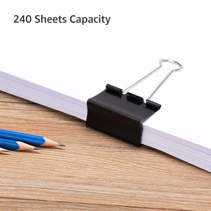 Sturdy Binder Clips, Office Supplies, Small 0.75 in, Document Organizing, School Supplies, Black