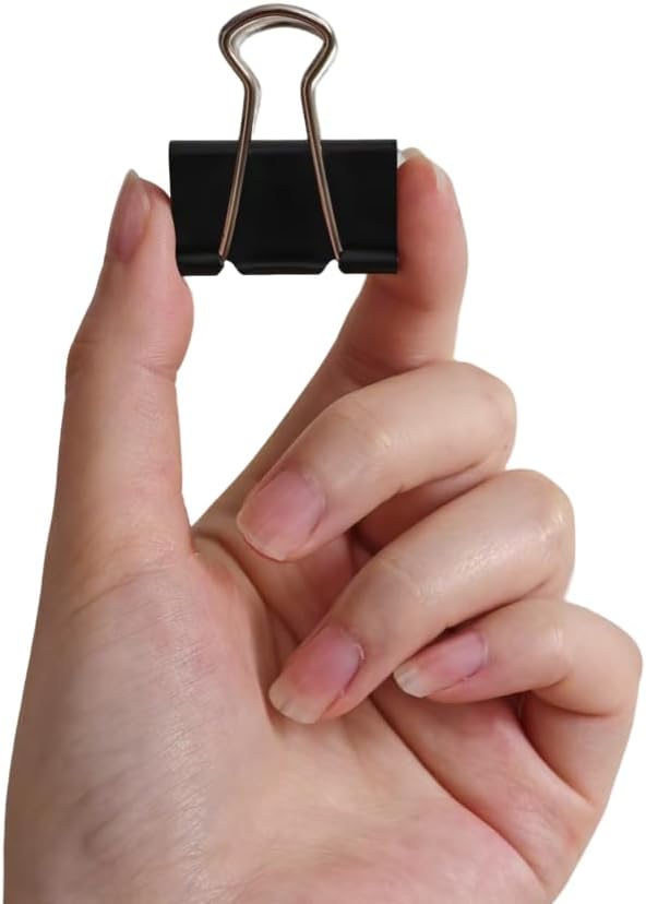 Sturdy Binder Clips, Office Supplies, Small 0.75 in, Document Organizing, School Supplies, Black