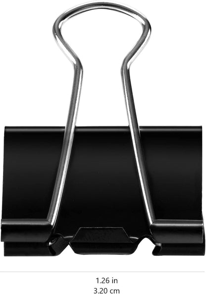 Sturdy Binder Clips, Office Supplies, Small 0.75 in, Document Organizing, School Supplies, Black