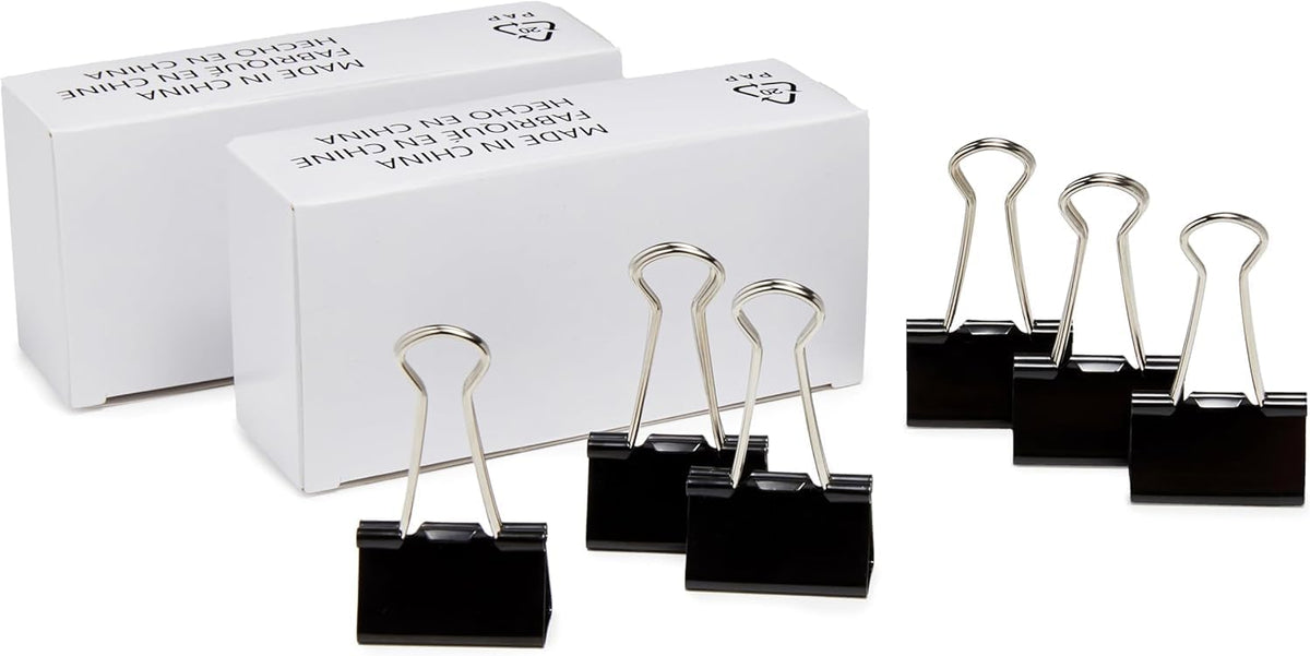 Sturdy Binder Clips, Office Supplies, Small 0.75 in, Document Organizing, School Supplies, Black