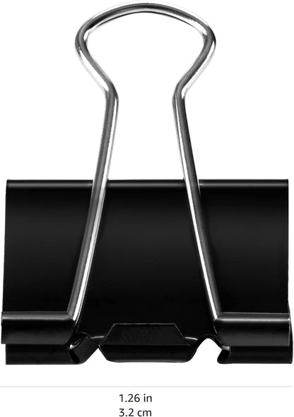 Sturdy Binder Clips, Office Supplies, Small 0.75 in, Document Organizing, School Supplies, Black