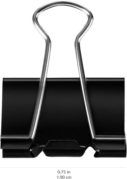 Sturdy Binder Clips, Office Supplies, Small 0.75 in, Document Organizing, School Supplies, Black