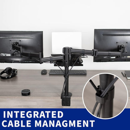 Dual Monitor + Laptop Mount for 13 to 27 inch Screens and 10 to 15.6 inch Laptops, Triple Screen Viewing, Articulating Arms, Black, STAND-V013L