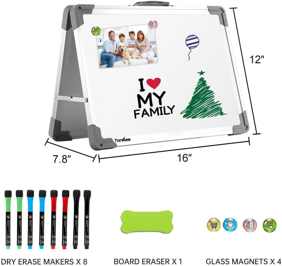 Dry Erase Board 16x12 Inches Double Sided Magnetic Small Whiteboard