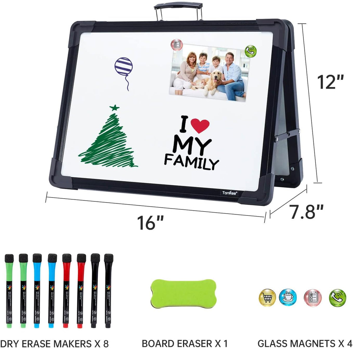 Dry Erase Board 16x12 Inches Double Sided Magnetic Small Whiteboard