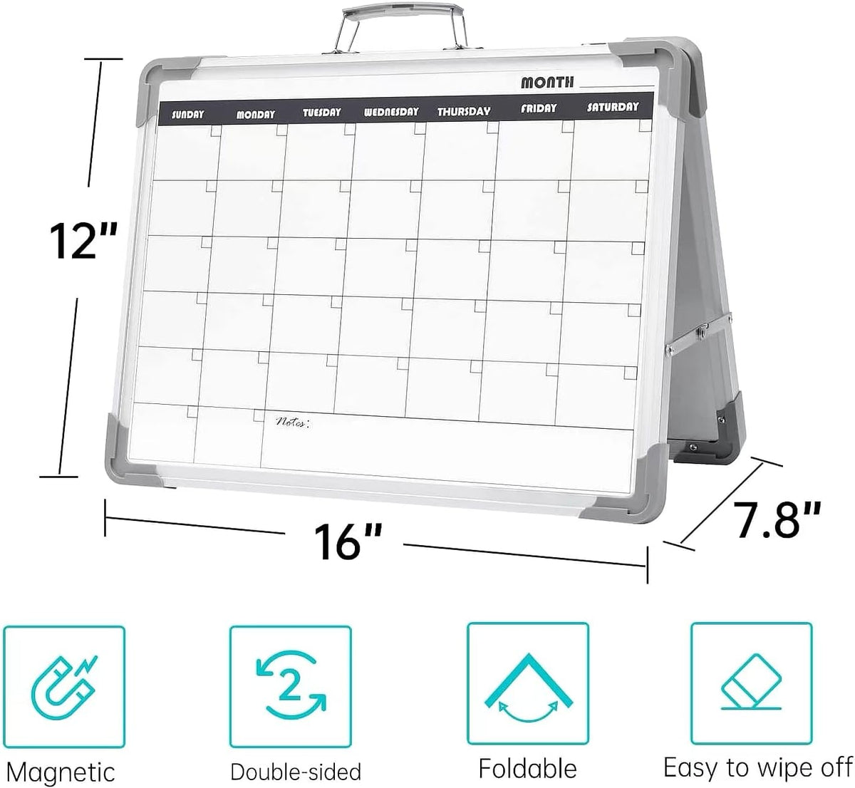 Dry Erase Board 16x12 Inches Double Sided Magnetic Small Whiteboard