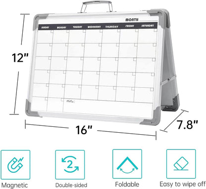 Dry Erase Board 16x12 Inches Double Sided Magnetic Small Whiteboard