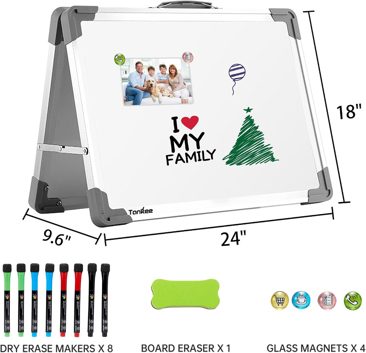Dry Erase Board 16x12 Inches Double Sided Magnetic Small Whiteboard