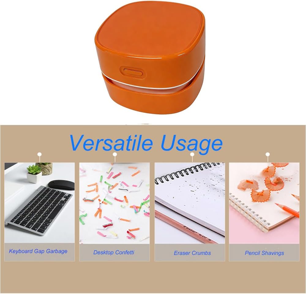 Mini Desk Vacuum Cleaner, Handheld Cordless，USB Charging,Orange.