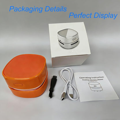 Mini Desk Vacuum Cleaner, Handheld Cordless，USB Charging,Orange.