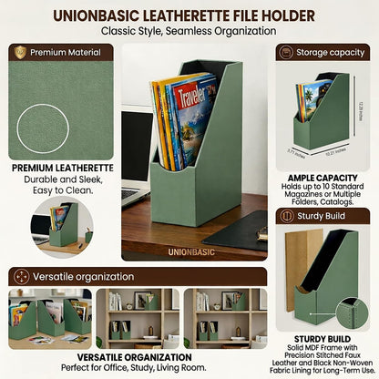Leatherette Magazine File Holder, Malachite Green