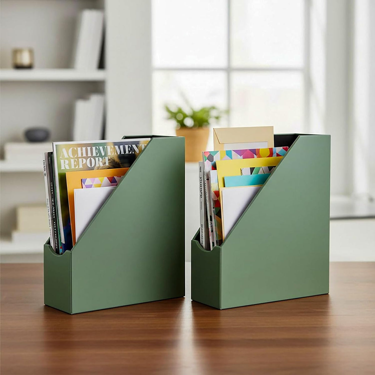 Leatherette Magazine File Holder, Malachite Green