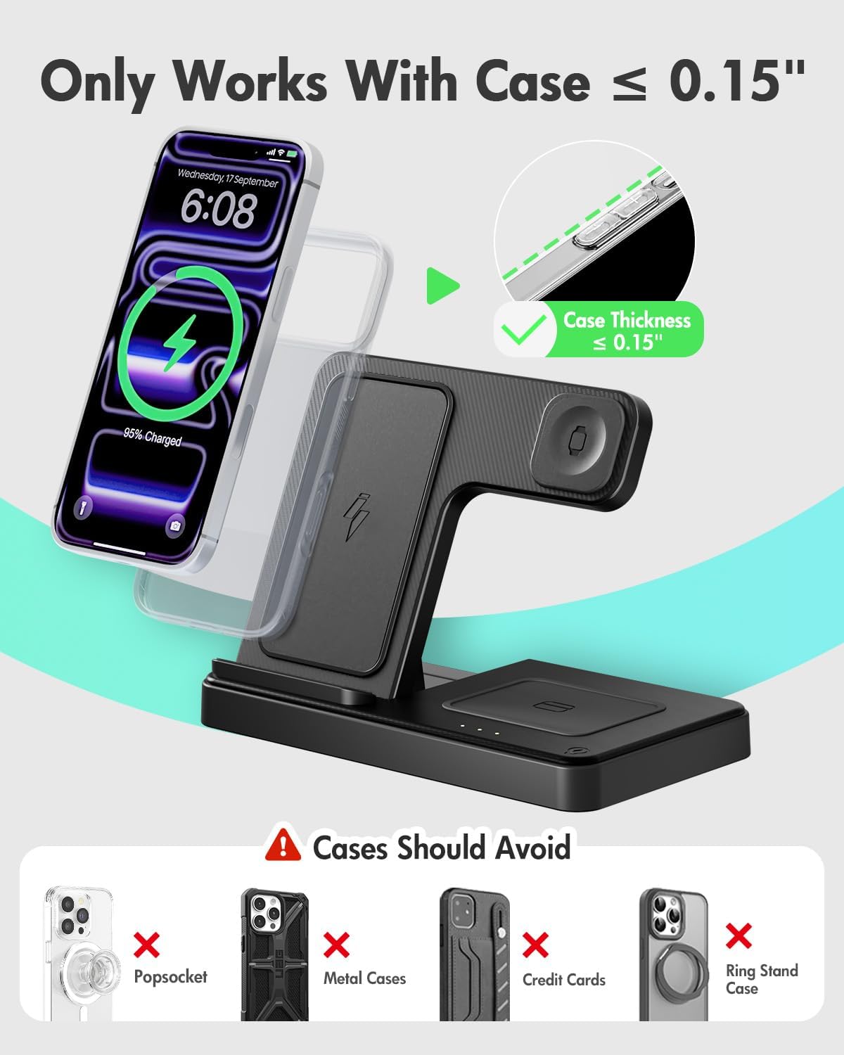 Wireless Charger iPhone Charging Station for Apple Multiple Devices