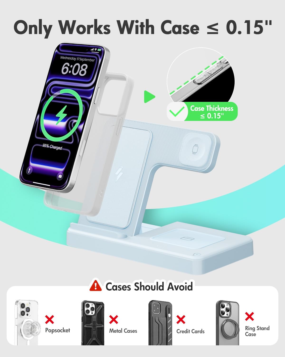 Wireless Charger iPhone Charging Station for Apple Multiple Devices