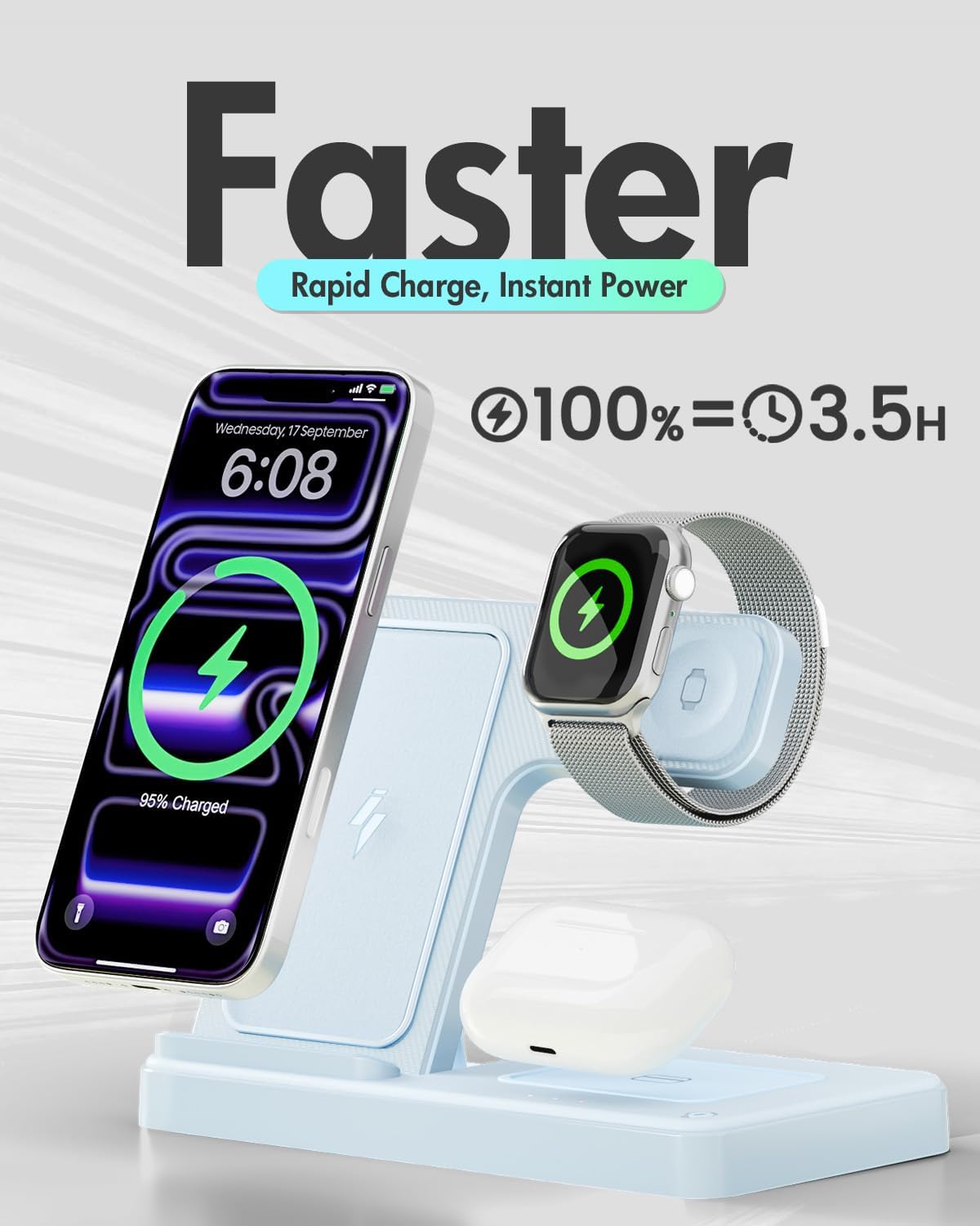 Wireless Charger iPhone Charging Station for Apple Multiple Devices