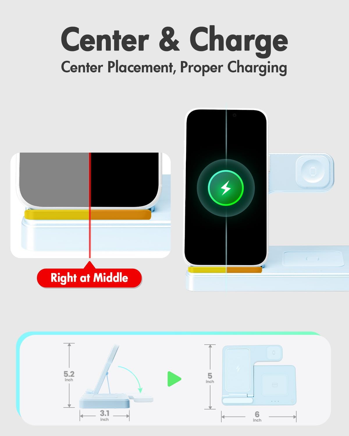 Wireless Charger iPhone Charging Station for Apple Multiple Devices