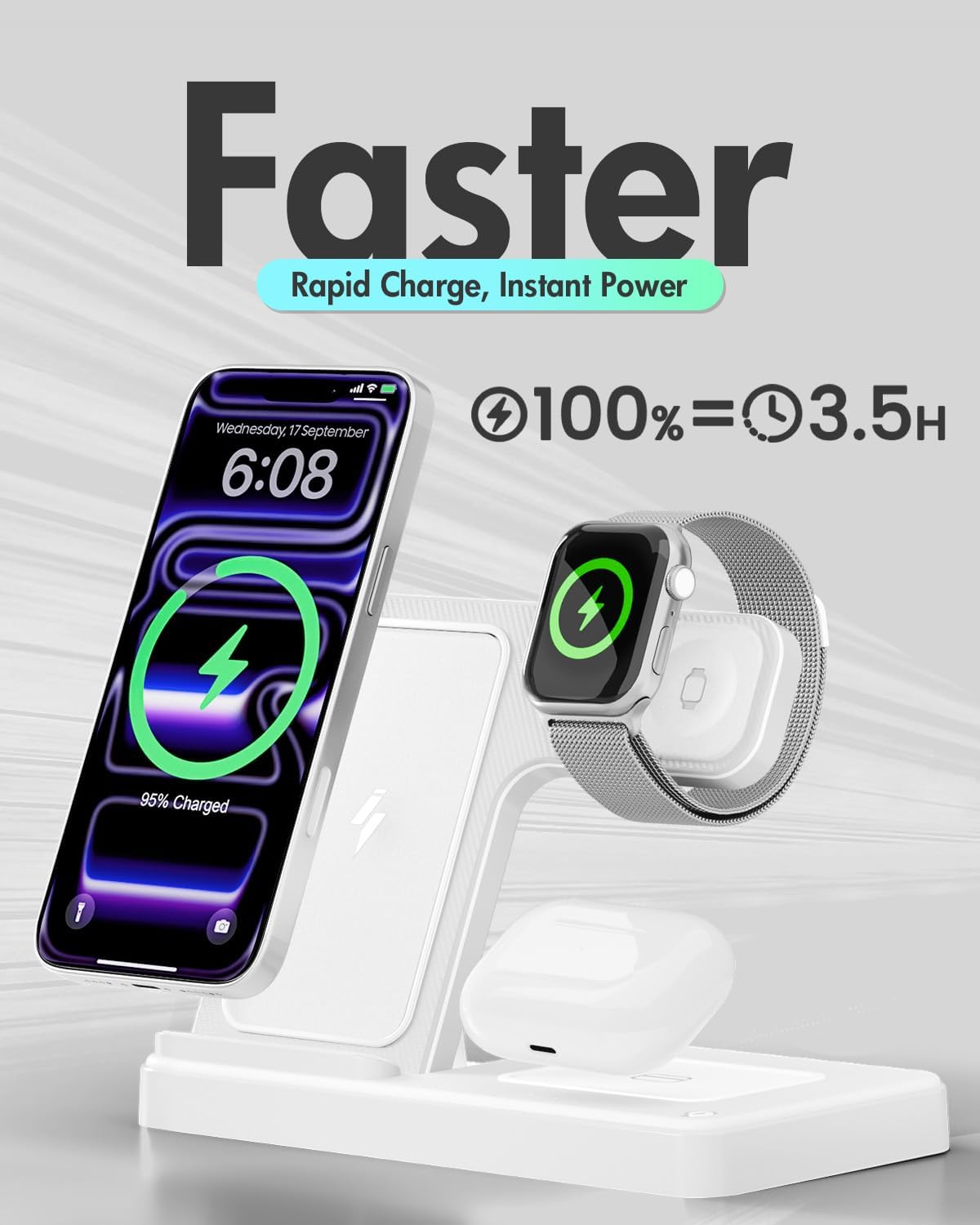 Wireless Charger iPhone Charging Station for Apple Multiple Devices