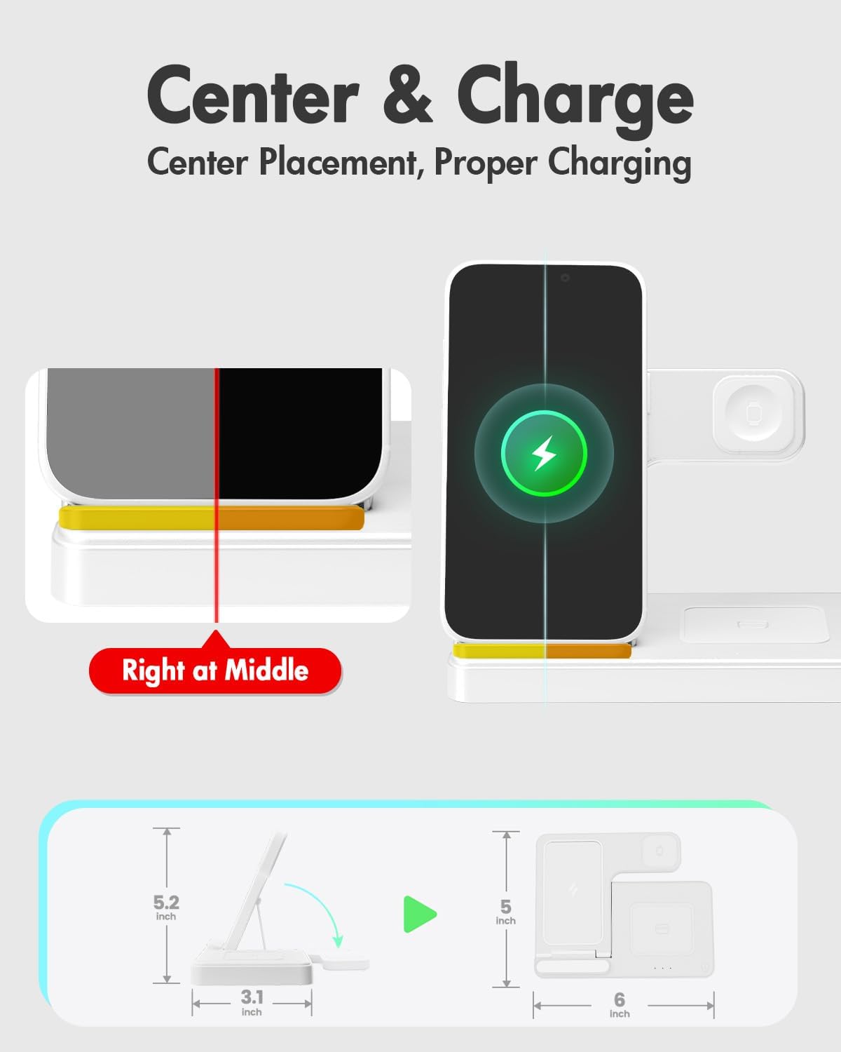 Wireless Charger iPhone Charging Station for Apple Multiple Devices