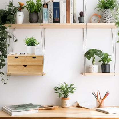 Bamboo Desk Organizer With Drawers Countertop Drawers Counter Storage Box Corner Desk Organizer for Home Office No Assembly Required