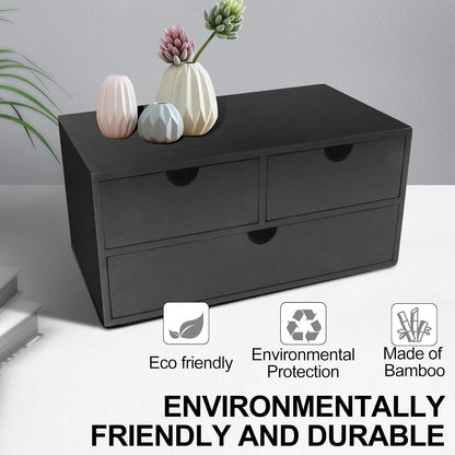 Bamboo Desk Organizer With Drawers Countertop Drawers Counter Storage Box Corner Desk Organizer for Home Office No Assembly Required