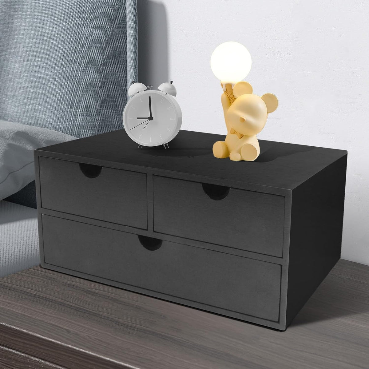 Bamboo Desk Organizer With Drawers Countertop Drawers Counter Storage Box Corner Desk Organizer for Home Office No Assembly Required