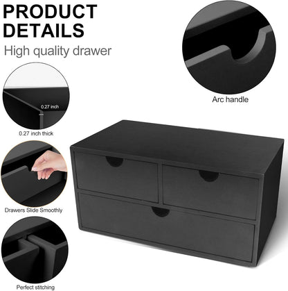 Bamboo Desk Organizer With Drawers Countertop Drawers Counter Storage Box Corner Desk Organizer for Home Office No Assembly Required