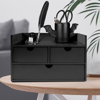 Bamboo Desk Organizer With Drawers Countertop Drawers Counter Storage Box Corner Desk Organizer for Home Office No Assembly Required