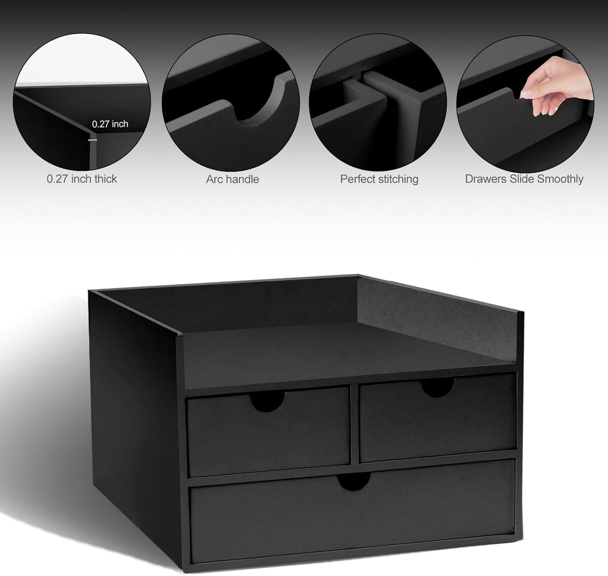 Bamboo Desk Organizer With Drawers Countertop Drawers Counter Storage Box Corner Desk Organizer for Home Office No Assembly Required