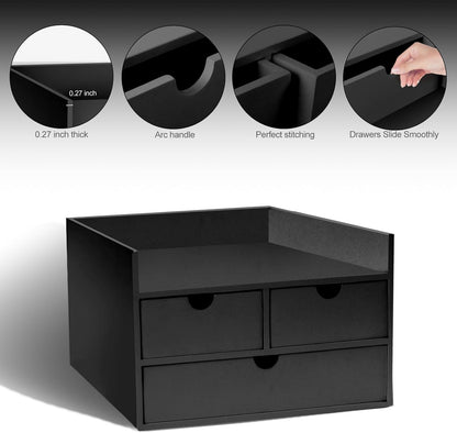 Bamboo Desk Organizer With Drawers Countertop Drawers Counter Storage Box Corner Desk Organizer for Home Office No Assembly Required