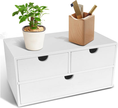 Bamboo Desk Organizer With Drawers Countertop Drawers Counter Storage Box Corner Desk Organizer for Home Office No Assembly Required