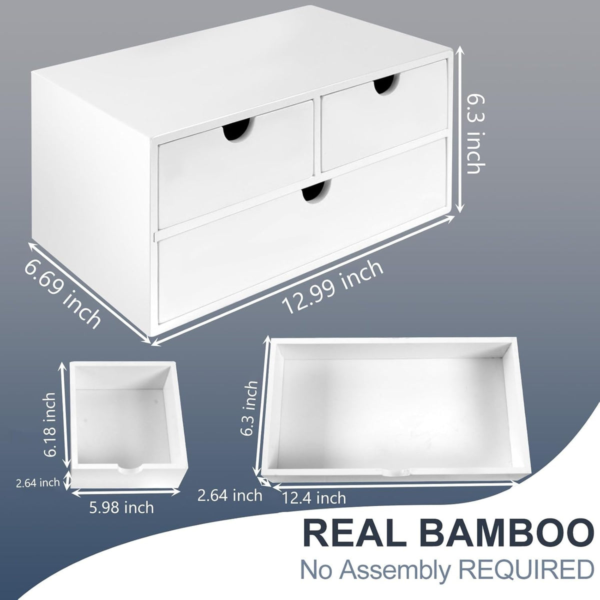 Bamboo Desk Organizer With Drawers Countertop Drawers Counter Storage Box Corner Desk Organizer for Home Office No Assembly Required