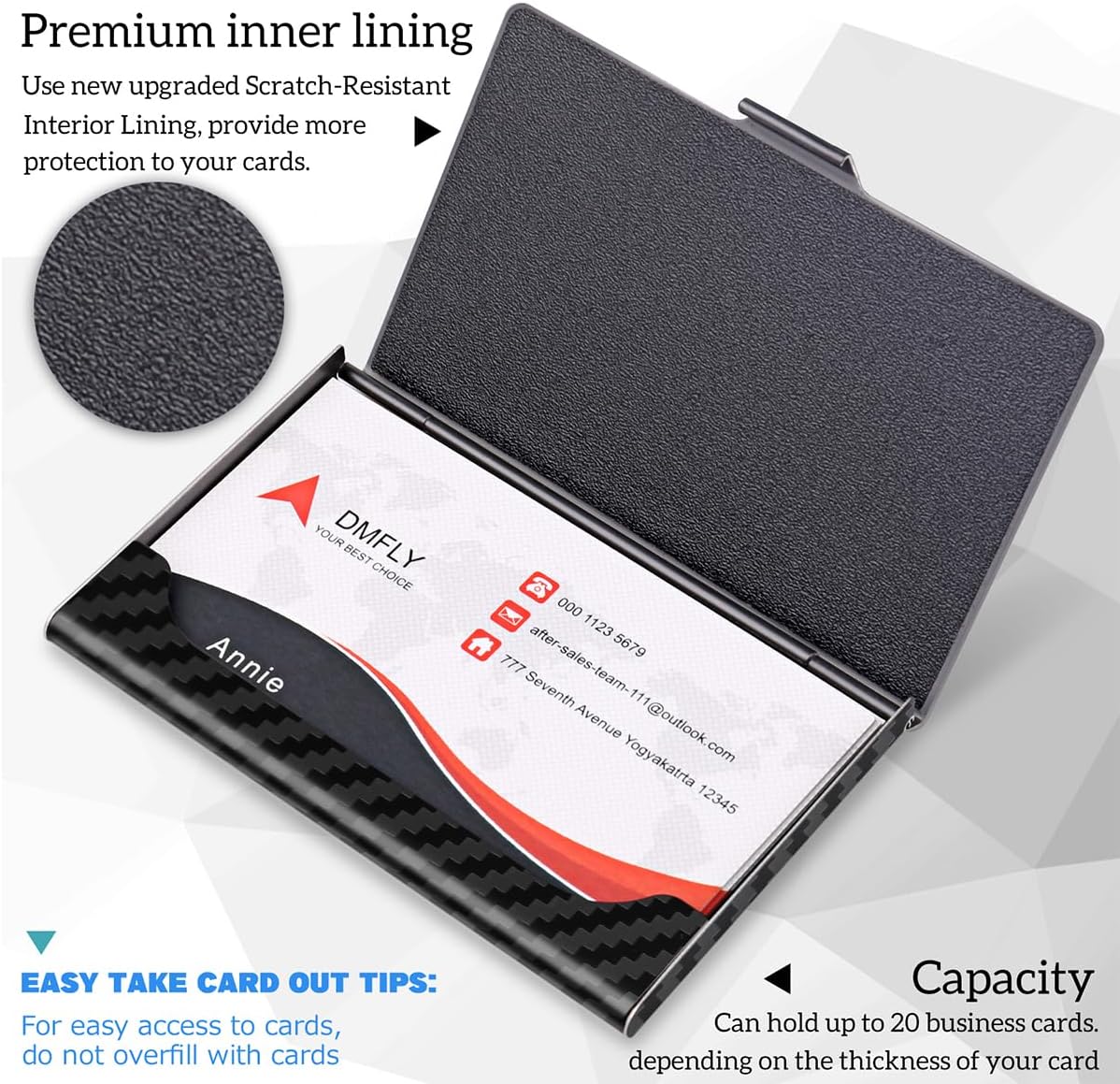 Slim Business Card Case for Men & Women, Pocket Metal Case, Professional Stainless Steel Business Card Holders, Purse Name Card Holder, Buckle Style Shut, Black