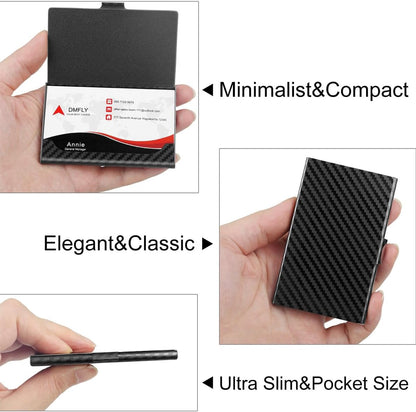 Slim Business Card Case for Men & Women, Pocket Metal Case, Professional Stainless Steel Business Card Holders, Purse Name Card Holder, Buckle Style Shut, Black