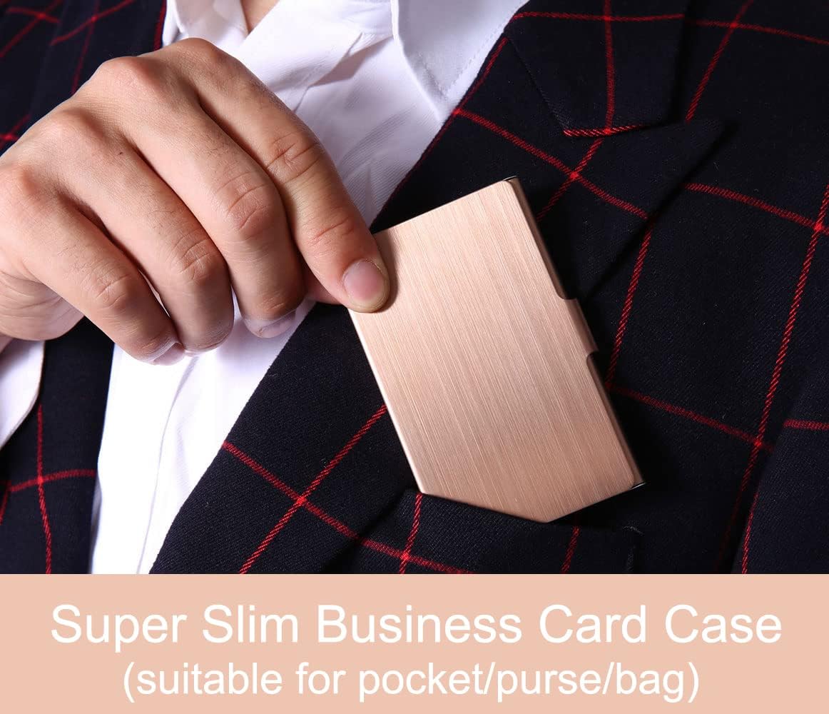 Slim Business Card Case for Men & Women, Pocket Metal Case, Professional Stainless Steel Business Card Holders, Purse Name Card Holder, Buckle Style Shut, Black