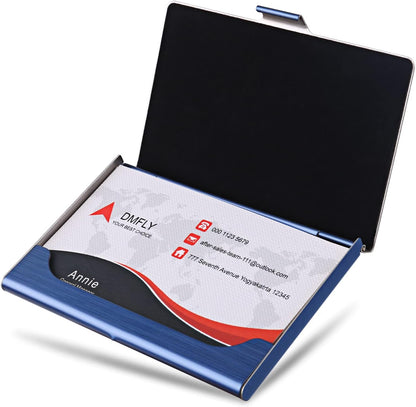 Slim Business Card Case for Men & Women, Pocket Metal Case, Professional Stainless Steel Business Card Holders, Purse Name Card Holder, Buckle Style Shut, Black