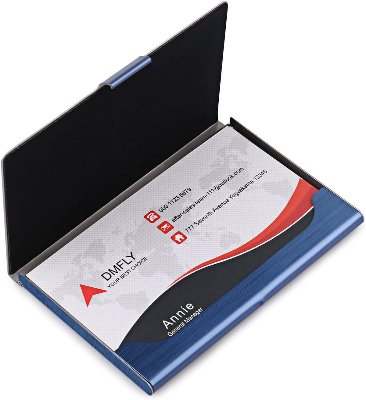 Slim Business Card Case for Men & Women, Pocket Metal Case, Professional Stainless Steel Business Card Holders, Purse Name Card Holder, Buckle Style Shut, Black