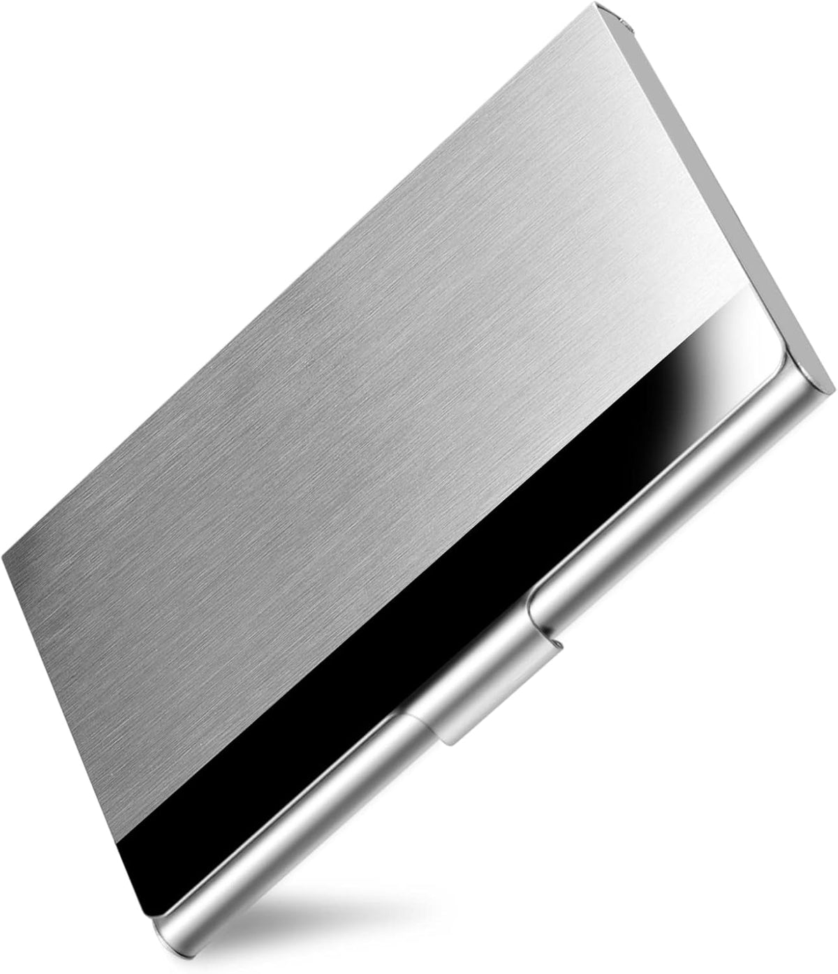Slim Business Card Case for Men & Women, Pocket Metal Case, Professional Stainless Steel Business Card Holders, Purse Name Card Holder, Buckle Style Shut, Black