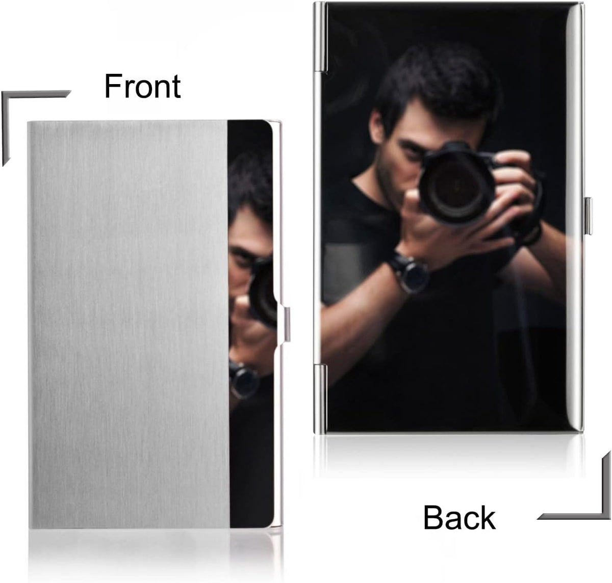 Slim Business Card Case for Men & Women, Pocket Metal Case, Professional Stainless Steel Business Card Holders, Purse Name Card Holder, Buckle Style Shut, Black