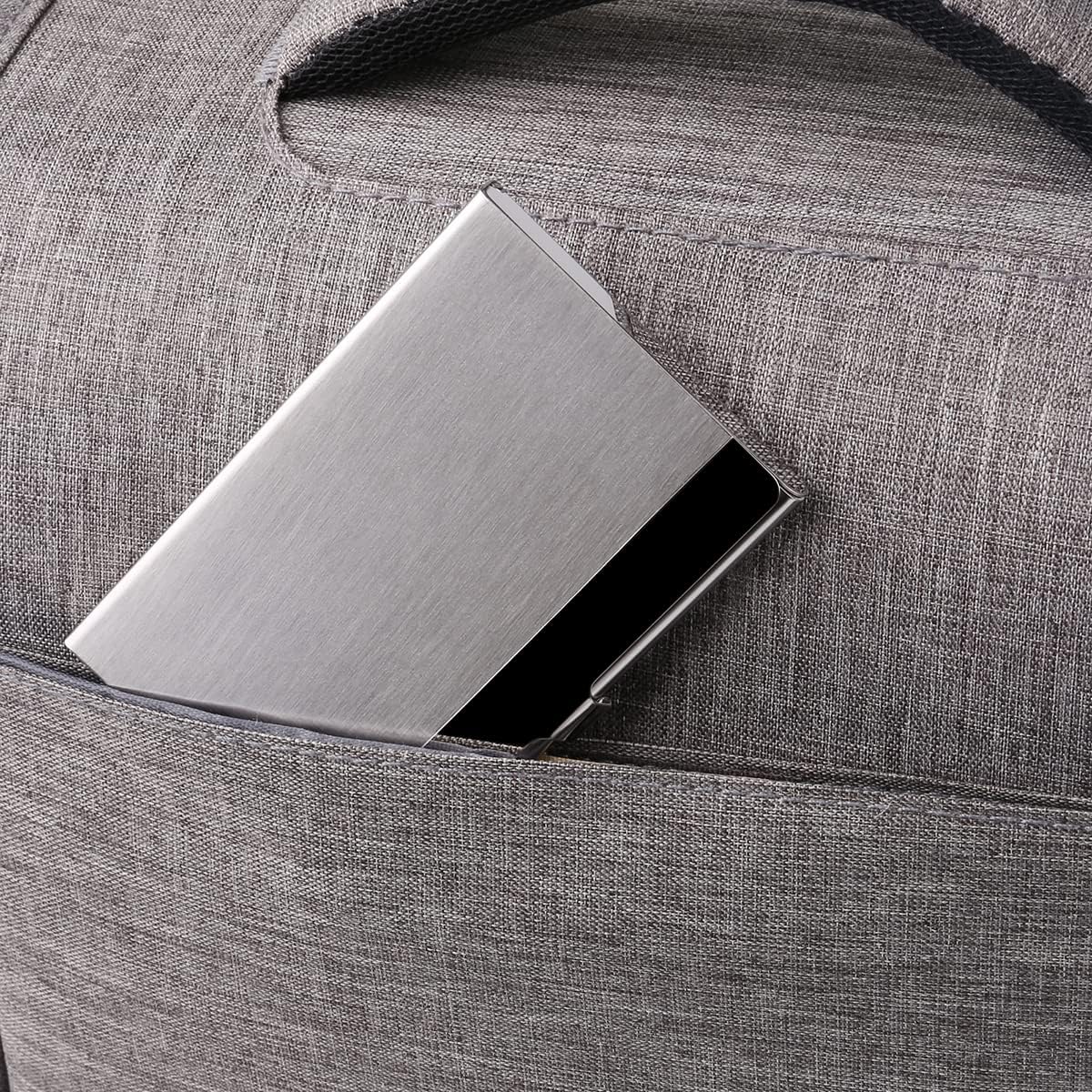 Slim Business Card Case for Men & Women, Pocket Metal Case, Professional Stainless Steel Business Card Holders, Purse Name Card Holder, Buckle Style Shut, Black