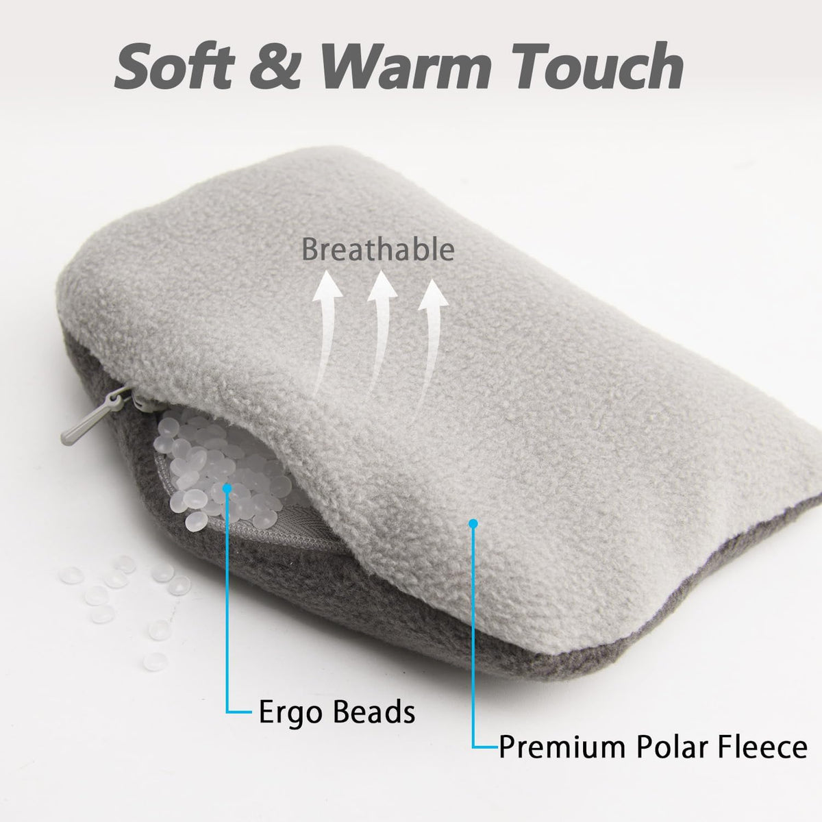 Large Mouse Wrist Rest Bean Bag, Ergonomic Mouse Support Pad Filled Ergo Beads for Computer, Laptop, PC Gaming (Gray)