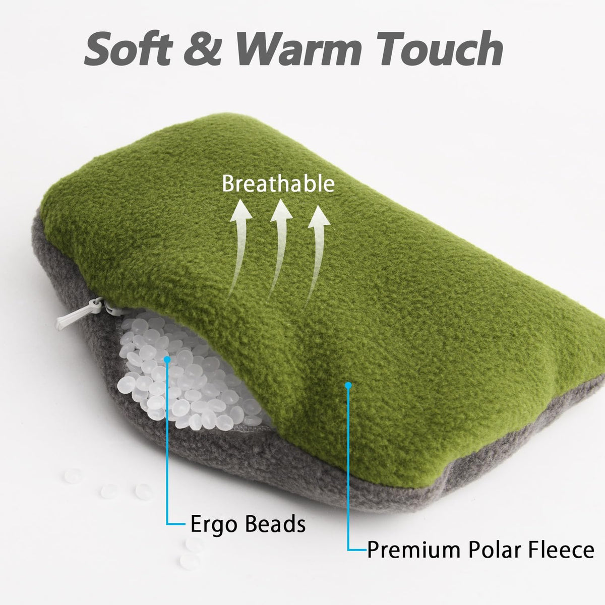 Large Mouse Wrist Rest Bean Bag, Ergonomic Mouse Support Pad Filled Ergo Beads for Computer, Laptop, PC Gaming (Gray)