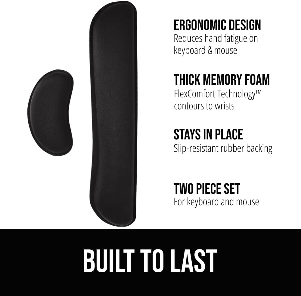 Memory Foam Wrist Rest for Computer Keyboard, 2 Piece Black