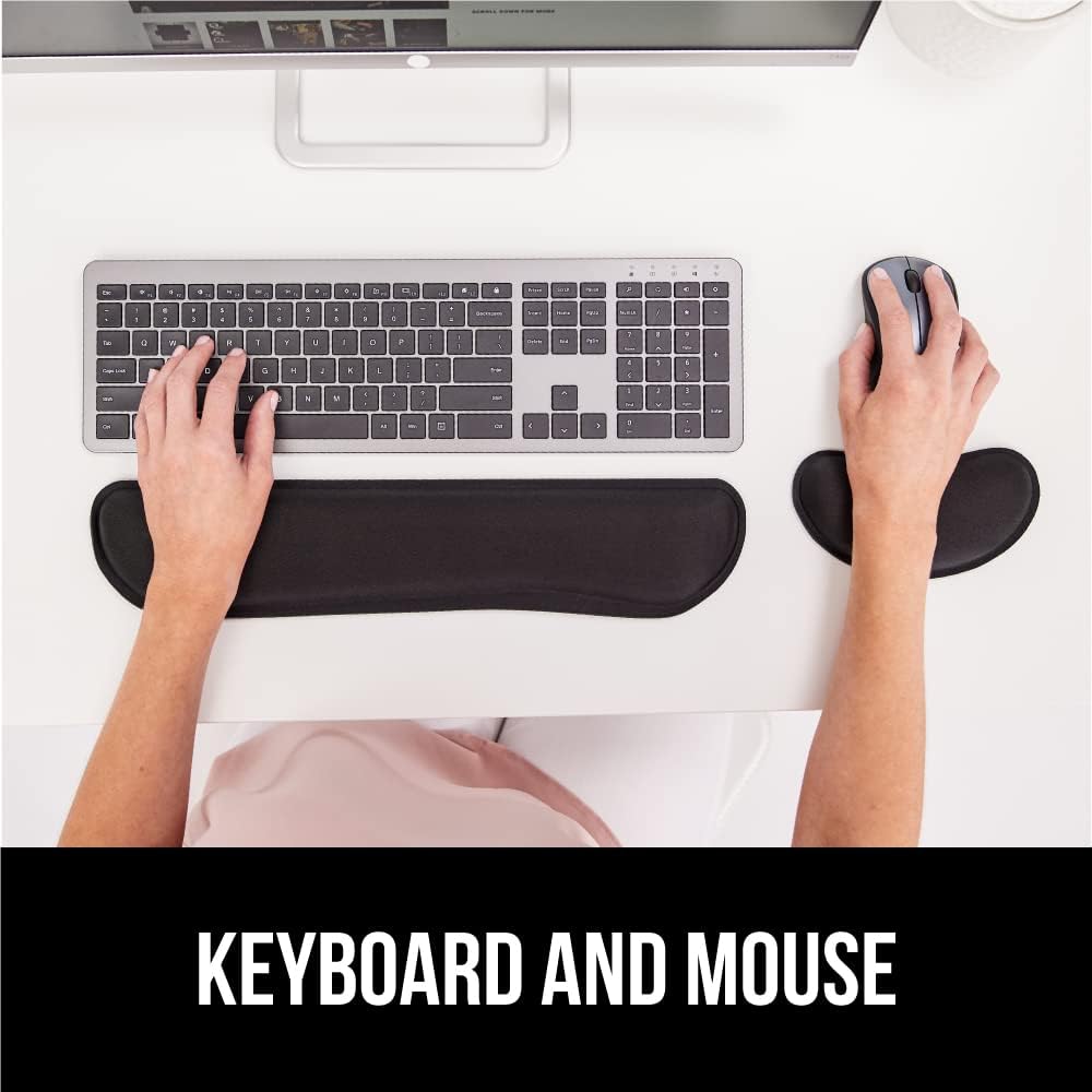 Memory Foam Wrist Rest for Computer Keyboard, 2 Piece Black