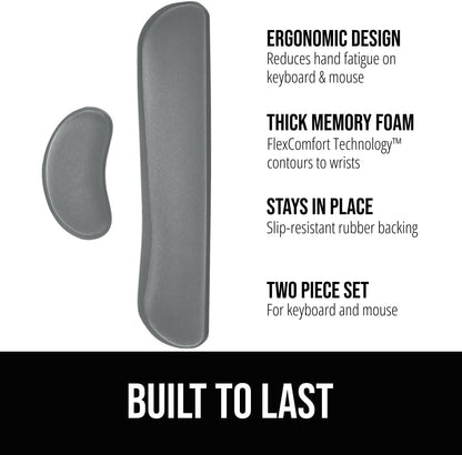 Memory Foam Wrist Rest for Computer Keyboard, 2 Piece Black