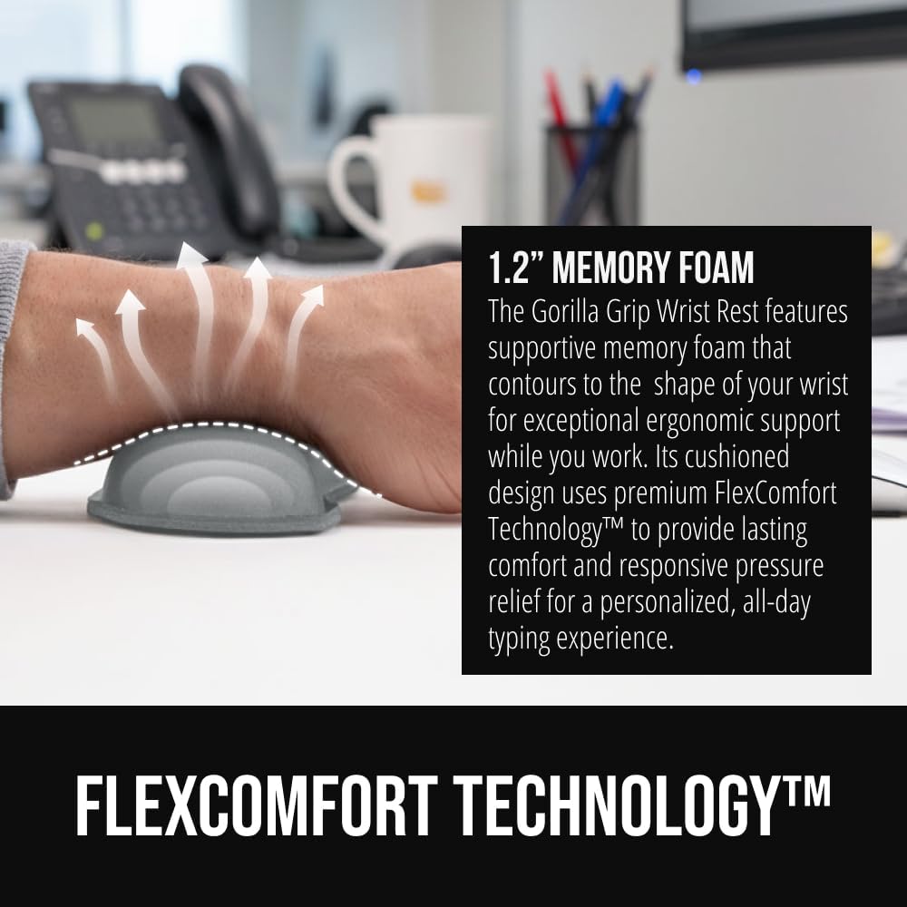 Memory Foam Wrist Rest for Computer Keyboard, 2 Piece Black