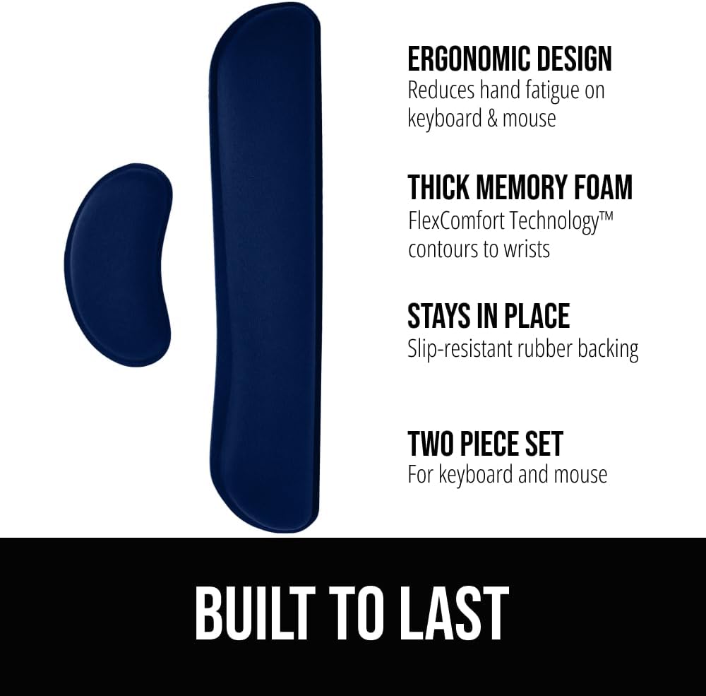 Memory Foam Wrist Rest for Computer Keyboard, 2 Piece Black