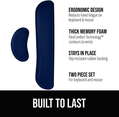 Memory Foam Wrist Rest for Computer Keyboard, 2 Piece Black